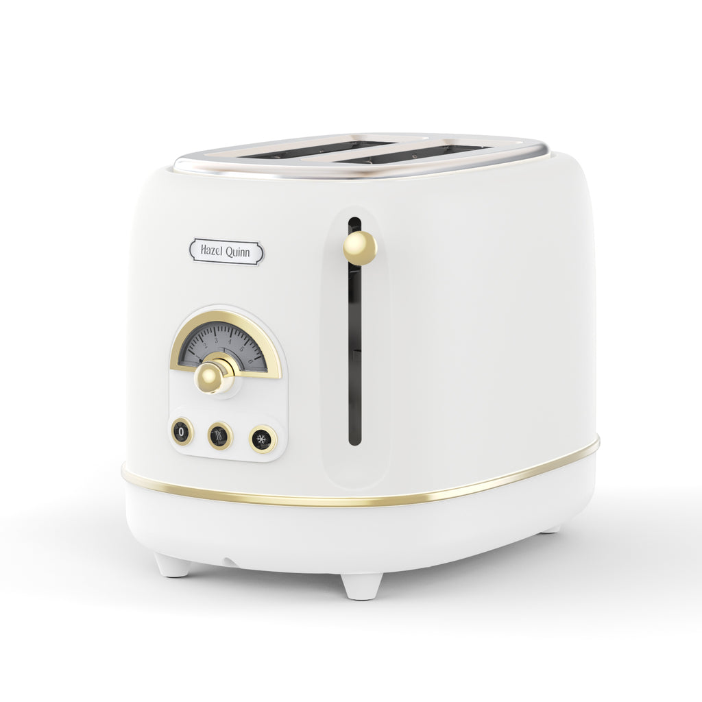 New Pearl White 2-Slice Toaster, with 6 Browning Dials, Sleek High Lift Lever