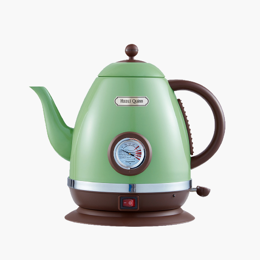 Green Gooseneck Electric Kettle with Thermometer, 100% Stainless Steel for Pour-over Coffee & Tea Kettle, Auto Shut off Anti-dry Protection, Quick Heating Boiling Water, 1.5L (Available in US)