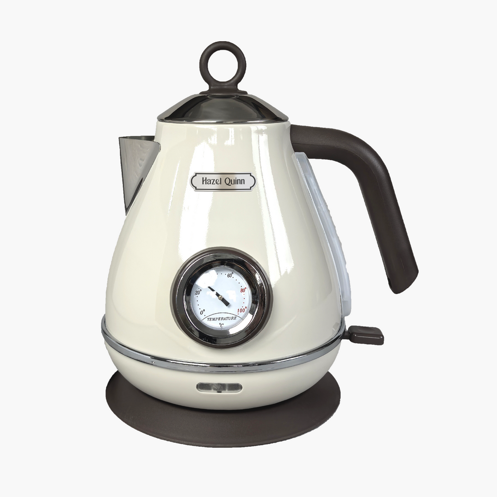 Milky Retro Electric Kettle, Stainless Steel Electric Tea with Thermometer, Auto-Shut Off & Boil-Dry Protection, Water Level Indicator Window, 1.7L  (Available in the US)