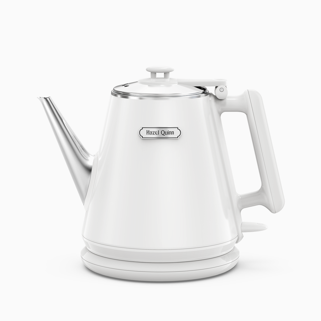 Pearl White 1 Liter Double Wall Electric Kettle, with Food Grade 304 Stainless Steel, Fast Boiling, Artworks Pasted by Hand  (Available in EU)