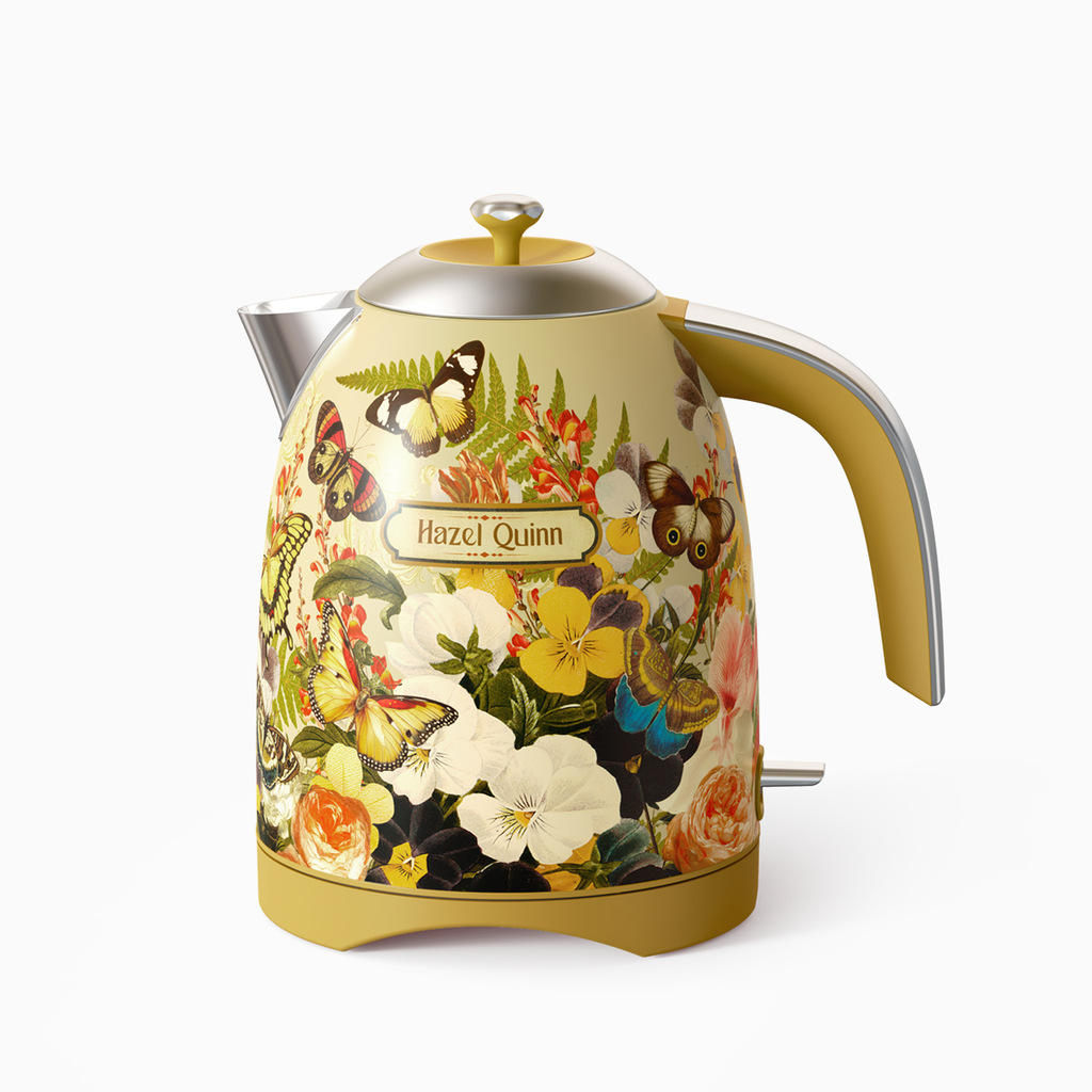 [VitaFlora] Jointly-Designed Electric Kettle by Eduardo Recife, with Food Grade 304 Stainless Steel, Dial Thermometer, 1.7 L, Artworks Pasted by Hand  (Available in US）
