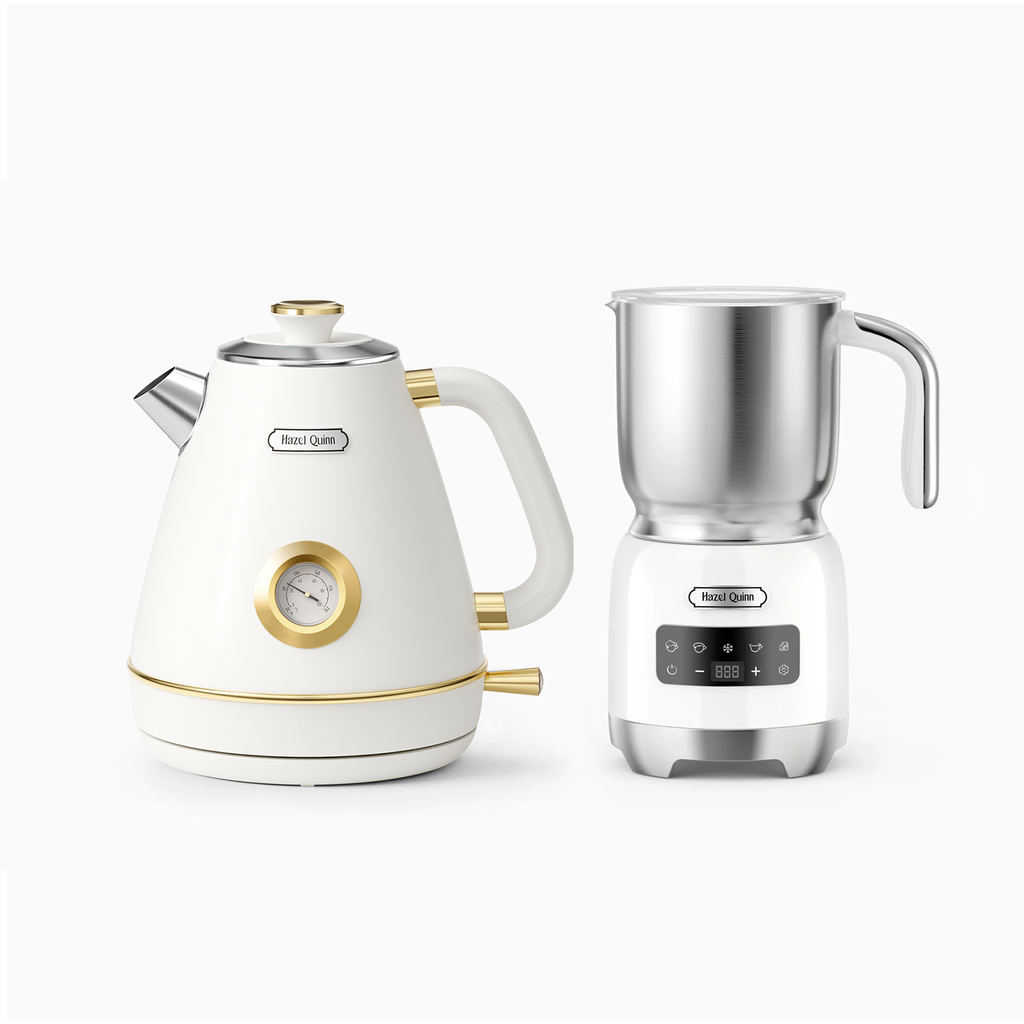 Pearl White Electric Kettle and Milk Frother Bundle (Available in the US, EU, AU)