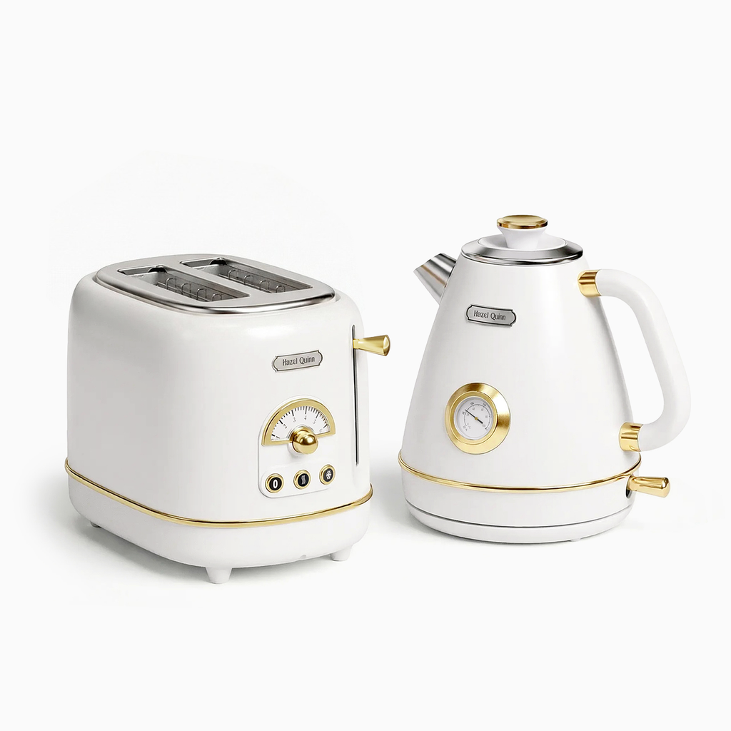 New Pearl White 1.7 Liter Electric Kettle and 2-Slice Toaster Bundle (Available in US)