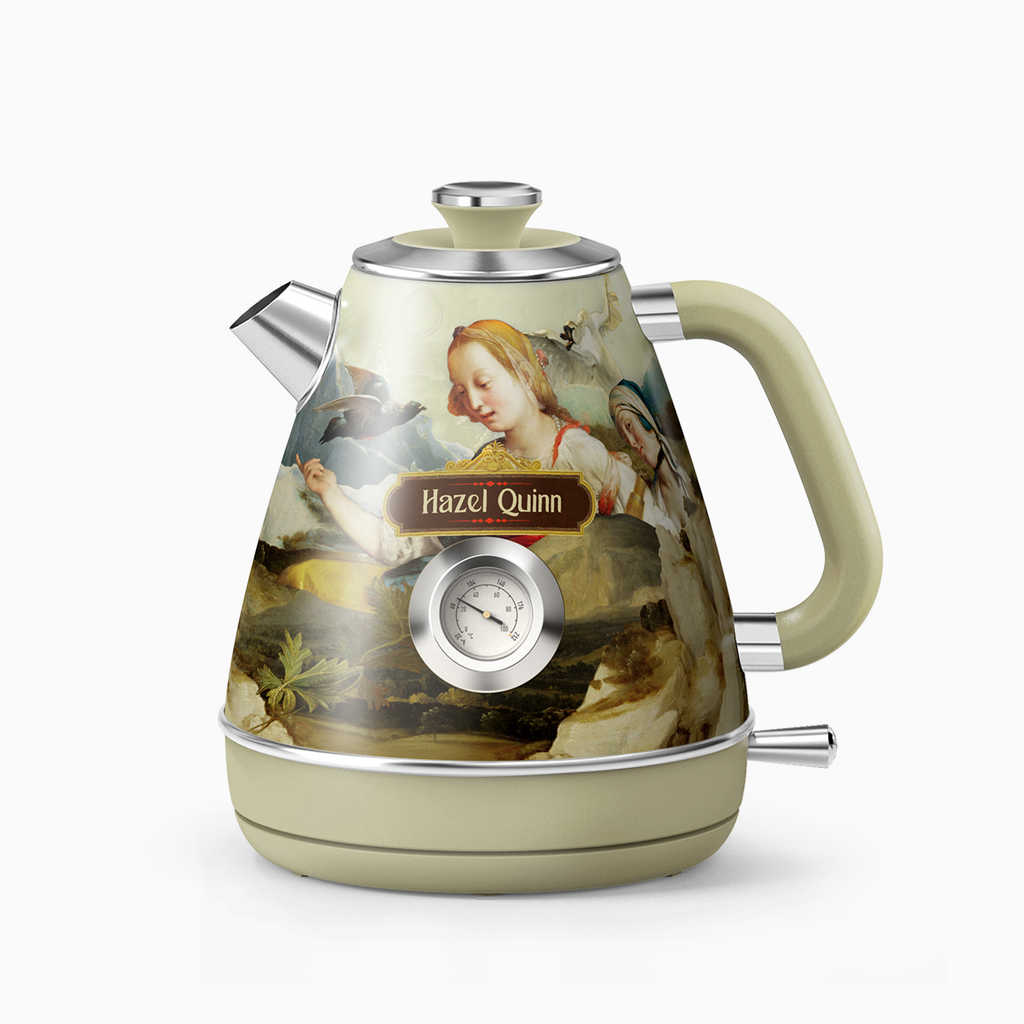 [Exuberant] Jointly-Designed Electric Kettle by Eduardo Recife, with Food Grade 304 Stainless Steel, Dial Thermometer, 1.7 L, Artworks Pasted by Hand (Available in EU)