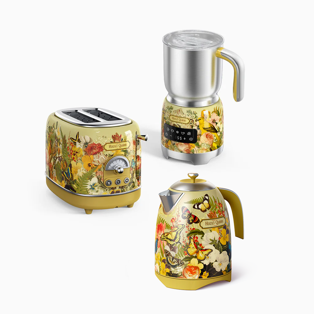 [VitaFlora] Jointly-Designed Electric Kettle, [Upbeat] Milk Frother and 2-Slice Toaster Bundle (Available in US）