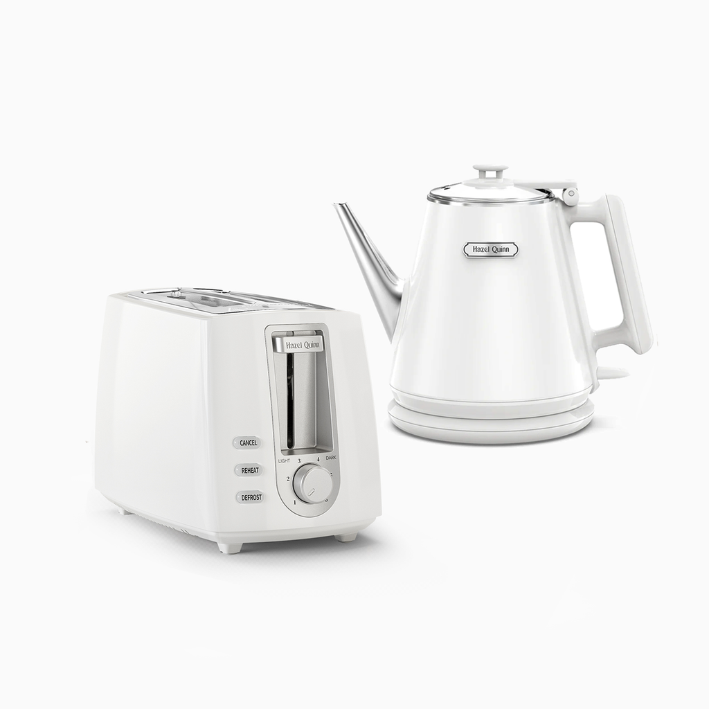 Pearl White 1 Liter Electric Kettle and 2-Slice Toaster Bundle (Available in US)