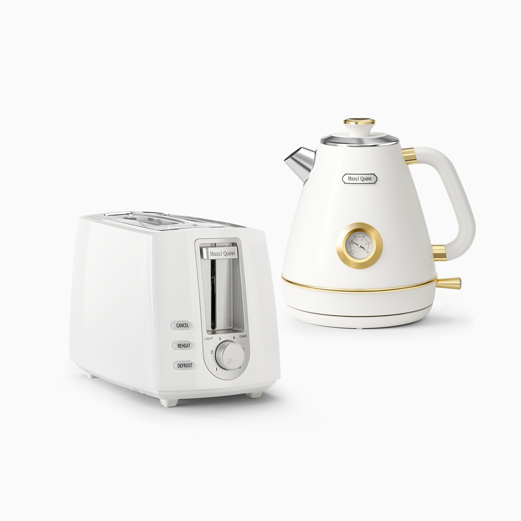 Pearl White 1.7 Liter Electric Kettle and 2-Slice Toaster Bundle (Available in US & AU)